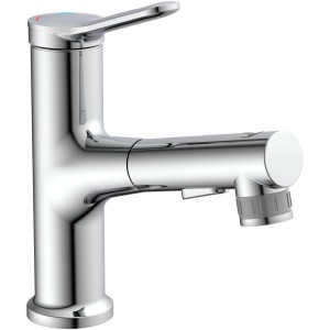 Eisl Waschtischarmatur Variabile mit Brause, Chrom. Armatur für Waschbecken mit ausziehbarer Haarbrause.