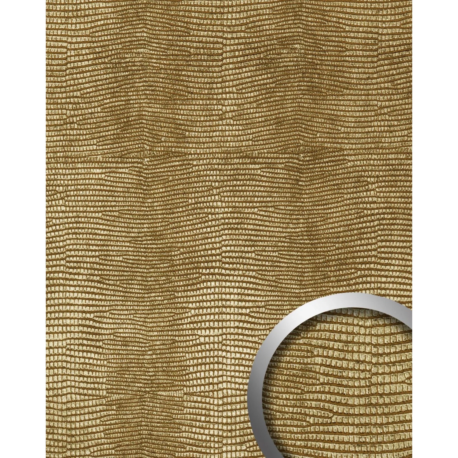 Goldenes Wandpaneel in Leguanleder-Optik von WALLFACE, strukturierte Oberfläche.