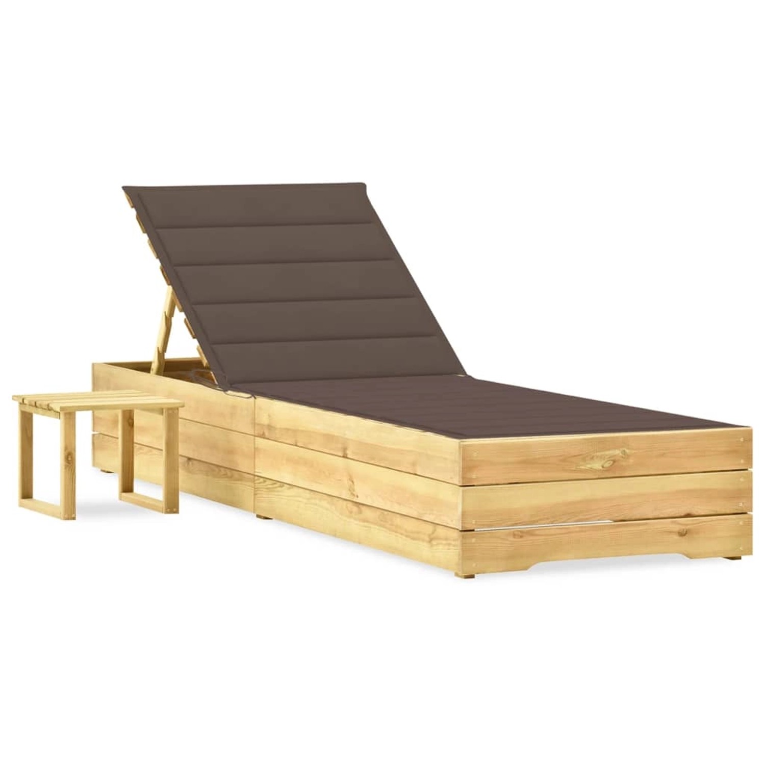 vidaXL Garten-Sonnenliege mit Tisch und Auflage Kiefer Imprägniert 3065932
