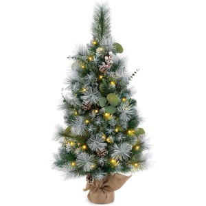 Costway Künstlicher Weihnachtsbaum mit LED Kleiner Tannenbaum 90 cm