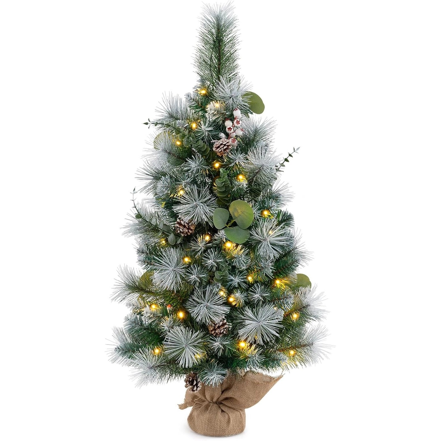 Costway Künstlicher Weihnachtsbaum mit LED Kleiner Tannenbaum 90 cm