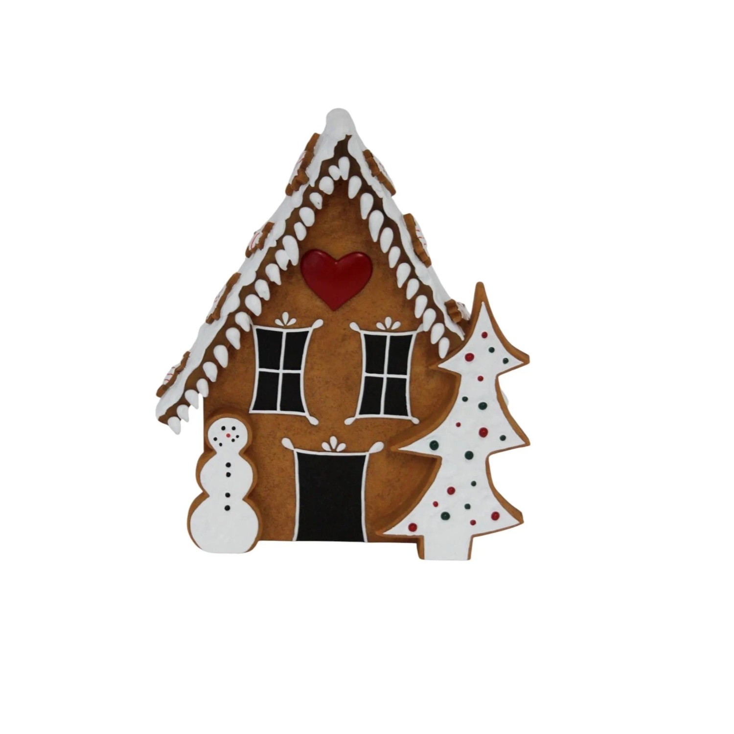 Deko-Weihnachtsfigur Pfefferkuchenhaus 31 cm Braun-Weiß
