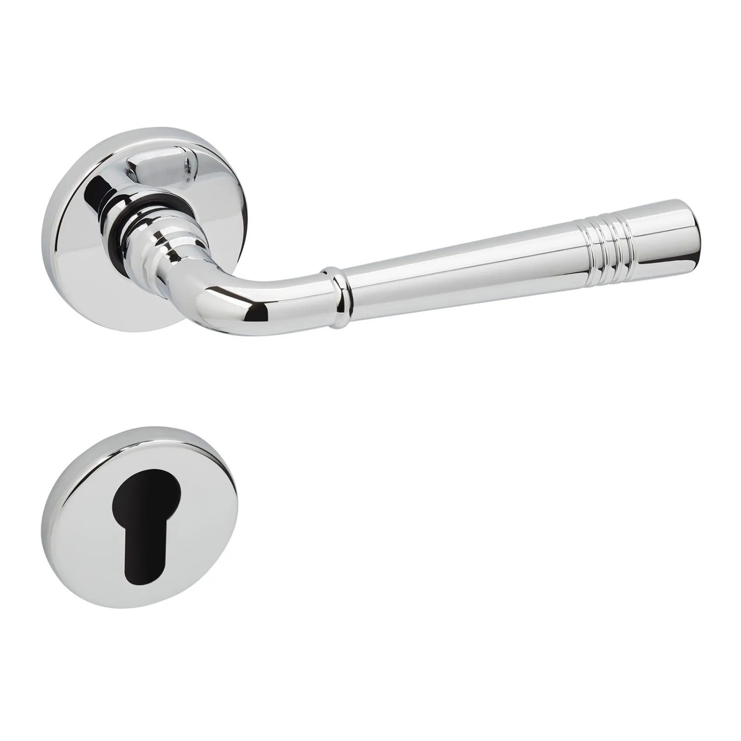 Thumbnail - SOTECH Türdrücker FREJA Chrom Poliert Rosettengarnitur Profilzylinder PZ mit Befestigungsmaterial