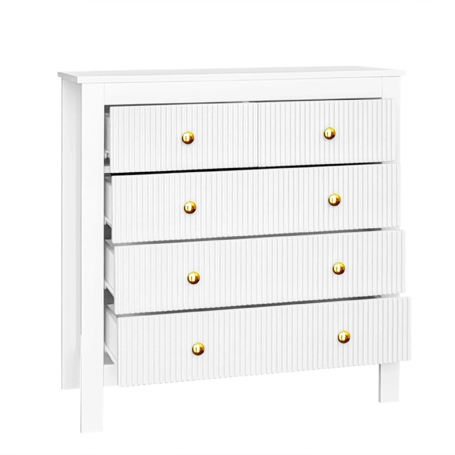okwish Sideboard mit Spezialtüren Goldgriffen Stauraum Wohnzimmer 80.5x39.5x79cm Weiß