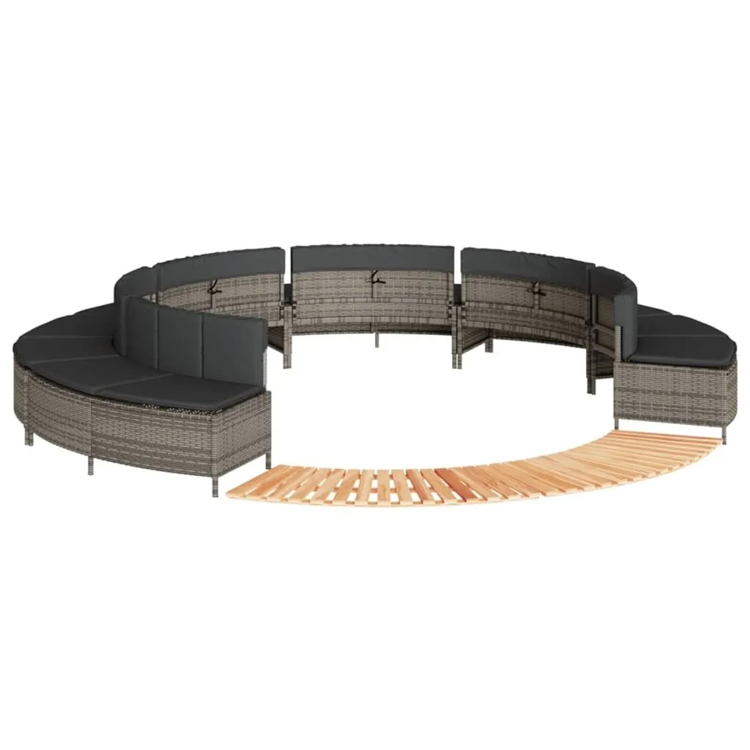 vidaXL Whirlpool-Umrandung Grau Poly Rattan und Massivholz Akazie 3270647