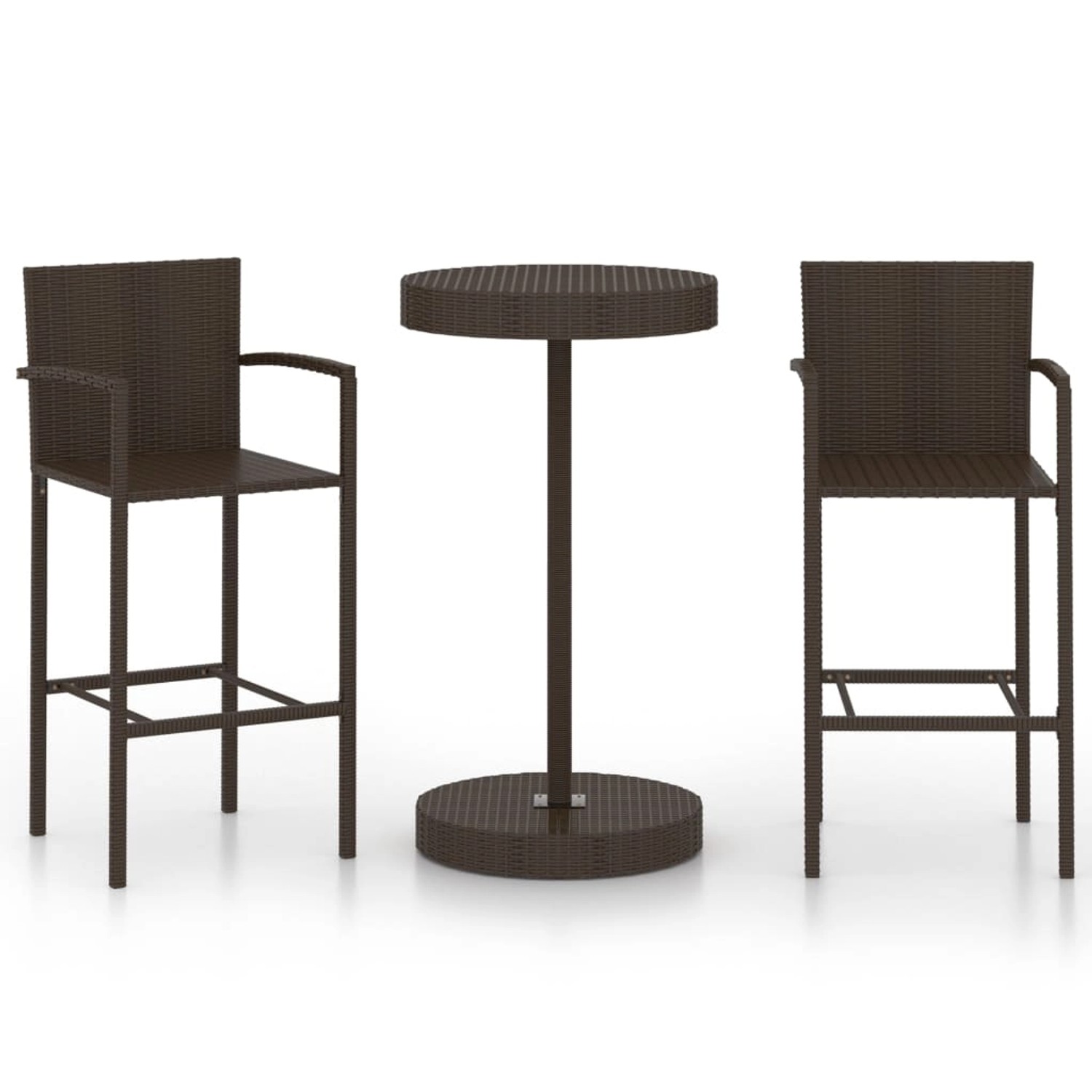 vidaXL 3-Tlg Gartenbar-Set Poly Rattan Braun 3064768