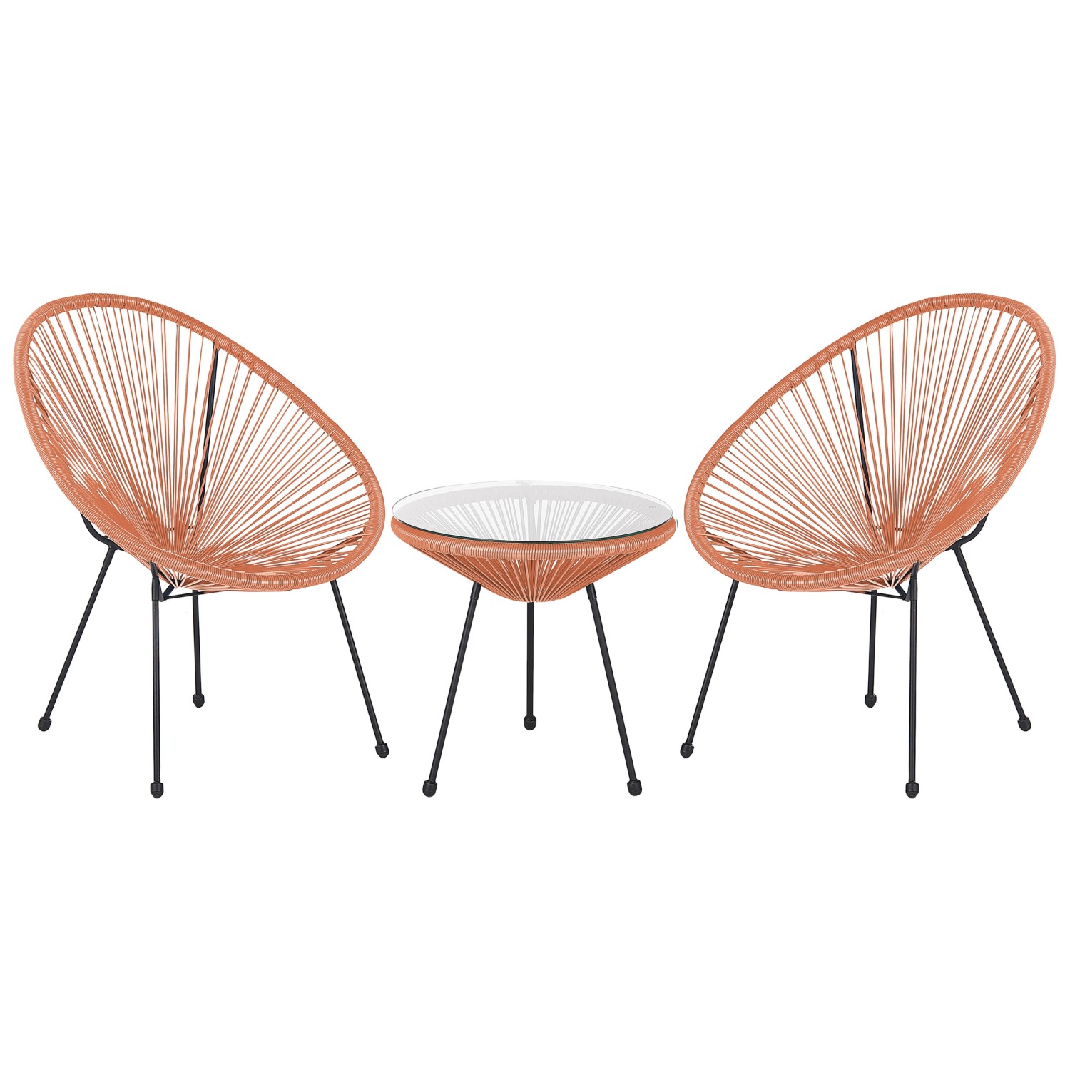 Beliani Bistro Set ACAPULCO II Orange Schwarz 90x70x87