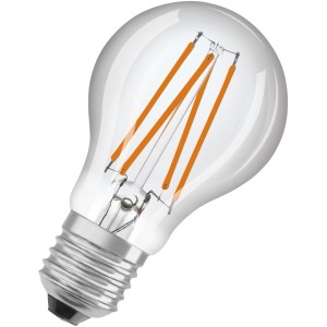 Osram LED-Speziallampe E27 in Kolbenform, 4,9W, mit klarem Glas und LED-Filament.