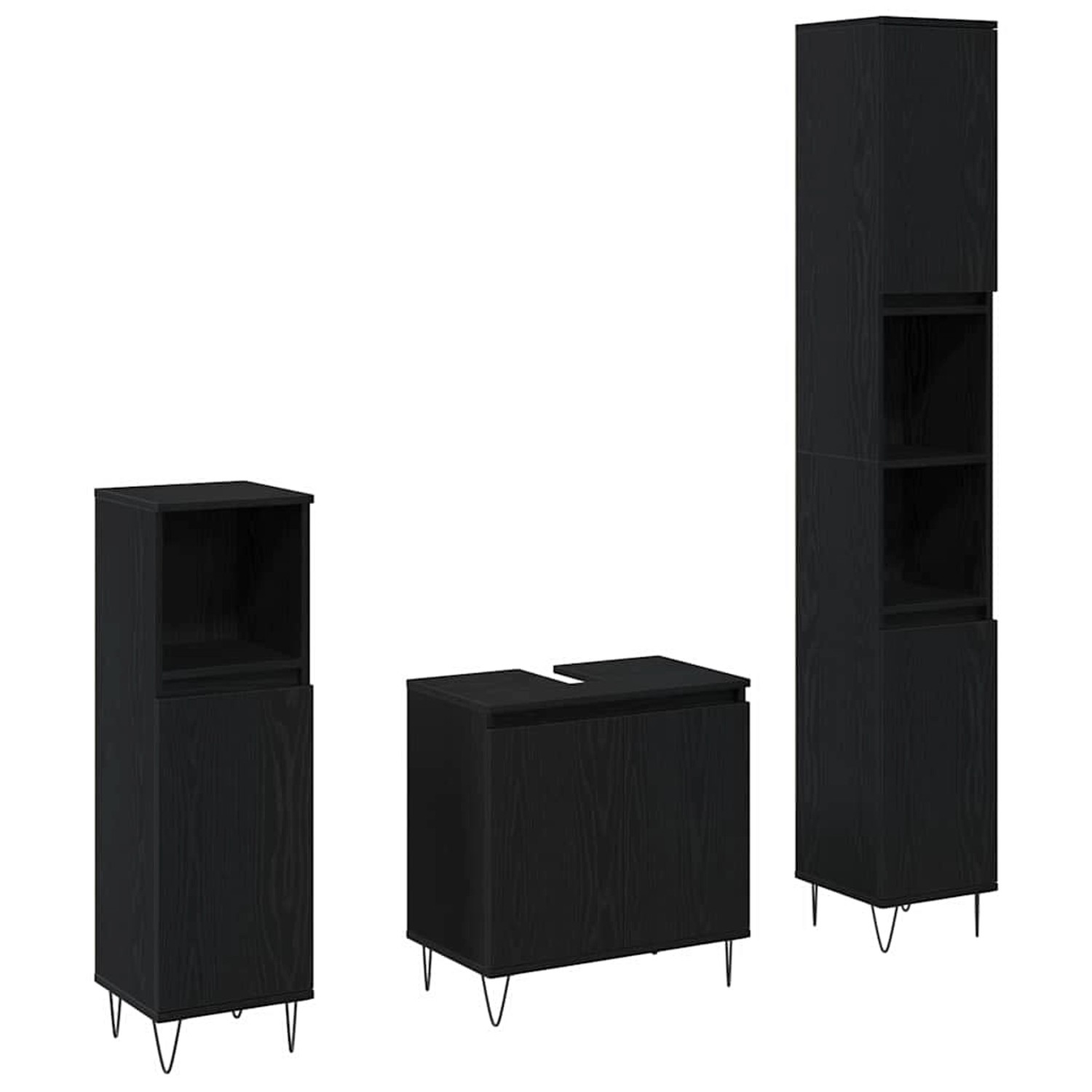 vidaXL Badezimmermöbel-Set 3-Tlg Schwarz Eichen-Optik 30 x 30 x 190 cm 3333 günstig online kaufen