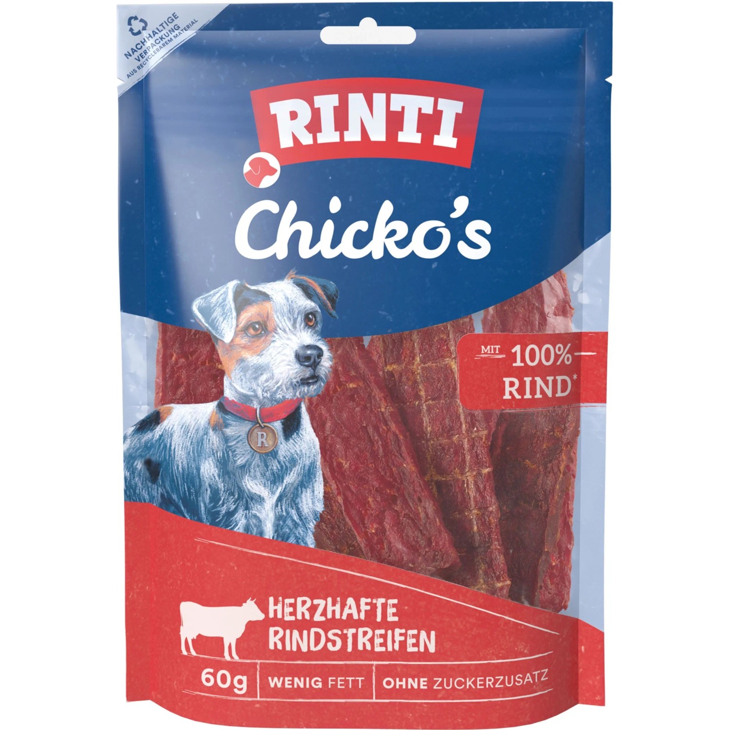 Rinti Hunde-Natursnacks Chicko Rindstreifen 60 g