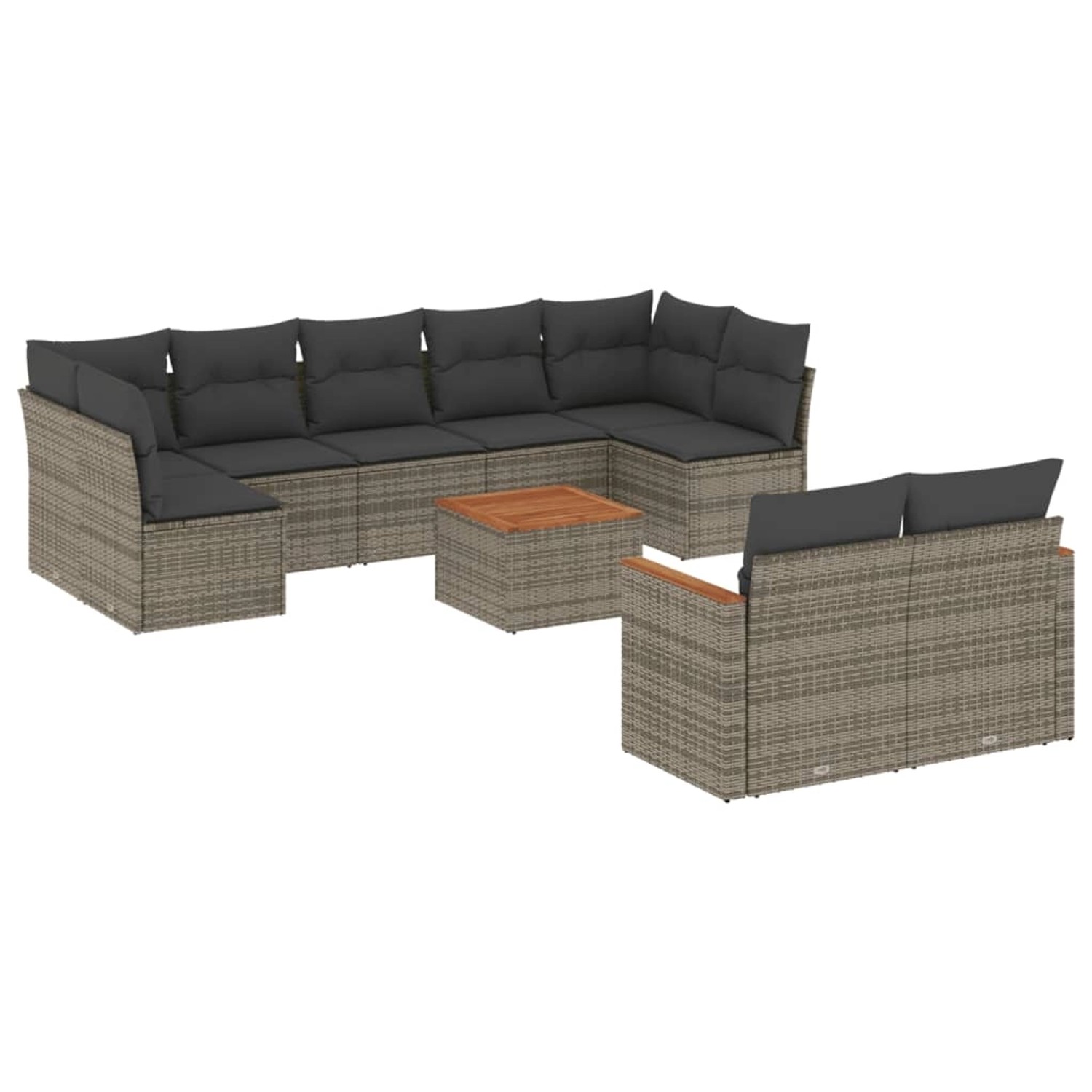 vidaXL 10-Tlg Garten-Sofagarnitur mit Kissen Grau Poly Rattan 3226298 günstig online kaufen