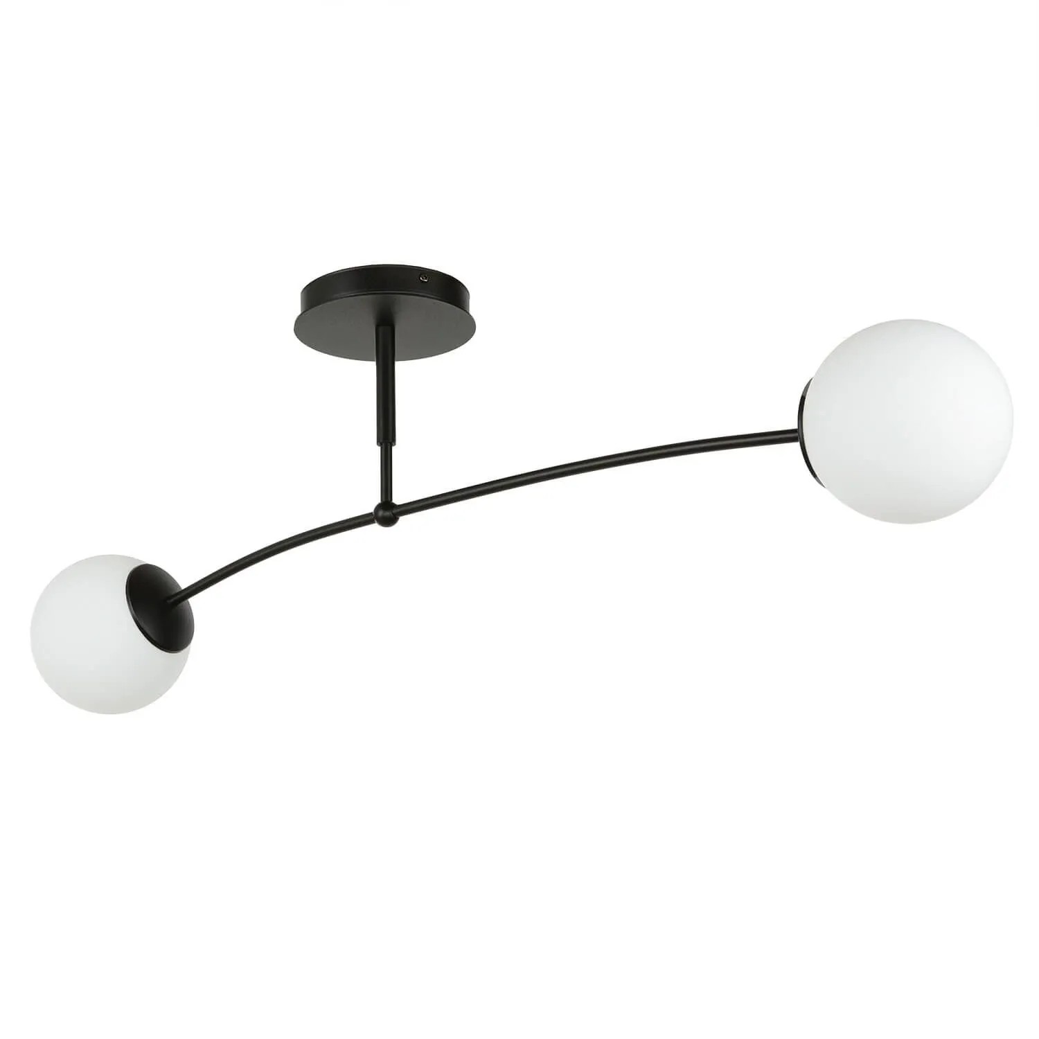 EASYLIGHT Deckenleuchte Kugelschirm 92 cm Breit Metall Glas Schwarz Weiß