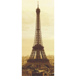 Sanders & Sanders Fototapete Paris Ansicht in Beige, zeigt den Eiffelturm und die Stadt.