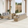 vidaXL Garten-Sofa-Set mit Kissen 10-Tlg Beige Poly Rattan 3362752_2