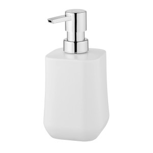 Schöner Wohnen Seifenspender Adine aus Keramik in Weiß mit Chrom-Pumpe, 400 ml.