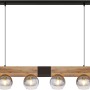 Moderne Globo Pendelleuchte Moitas, 6-flammig, schwarz matt mit Rauchglas-Schirmen.