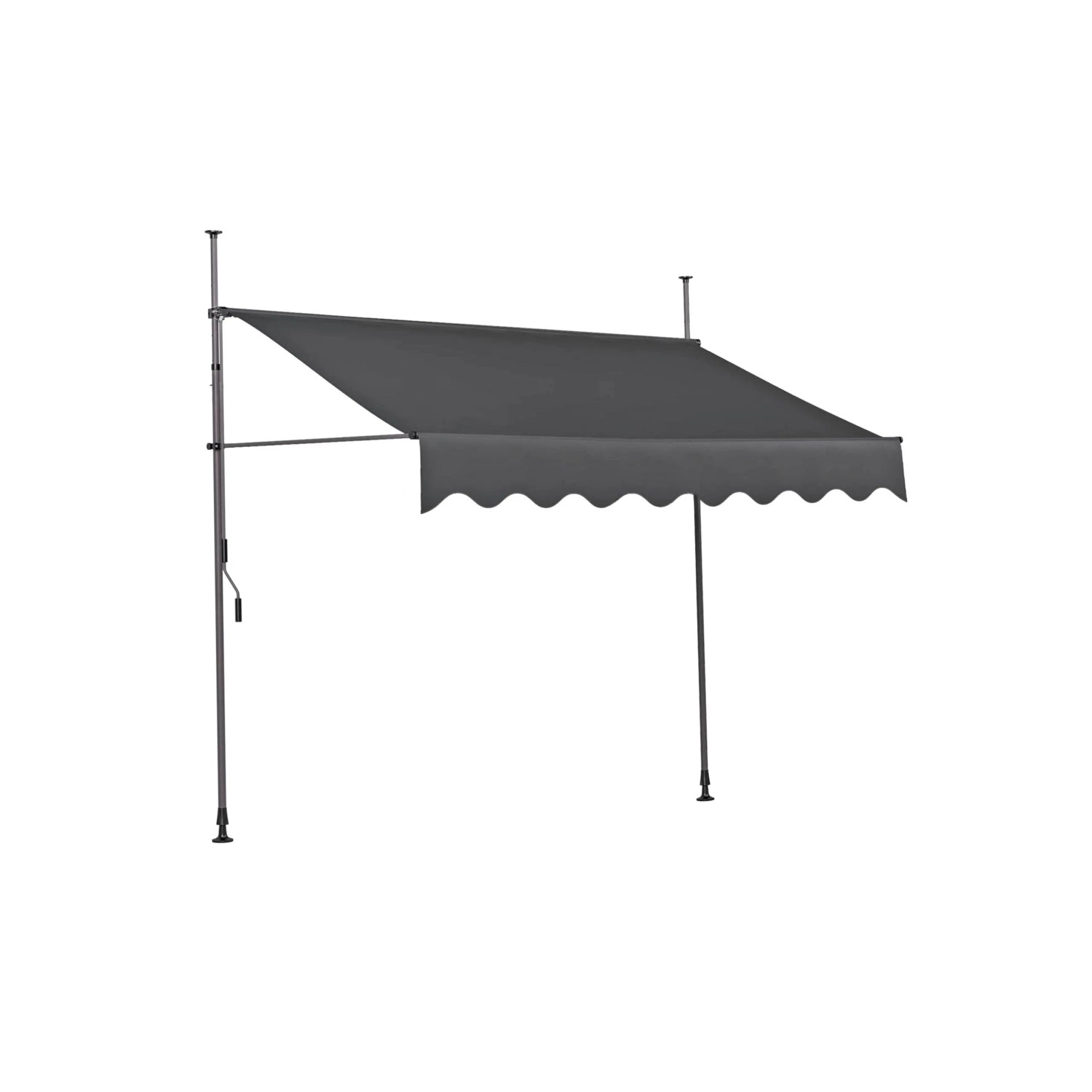 DELUKE Klemmmarkise SCHRABO 350cm Ohne Bohren HöhenVerstellbar Anthrazit Polyester Markise Terrasse Balkonmarkise Sonnenschutz UV-Beständig