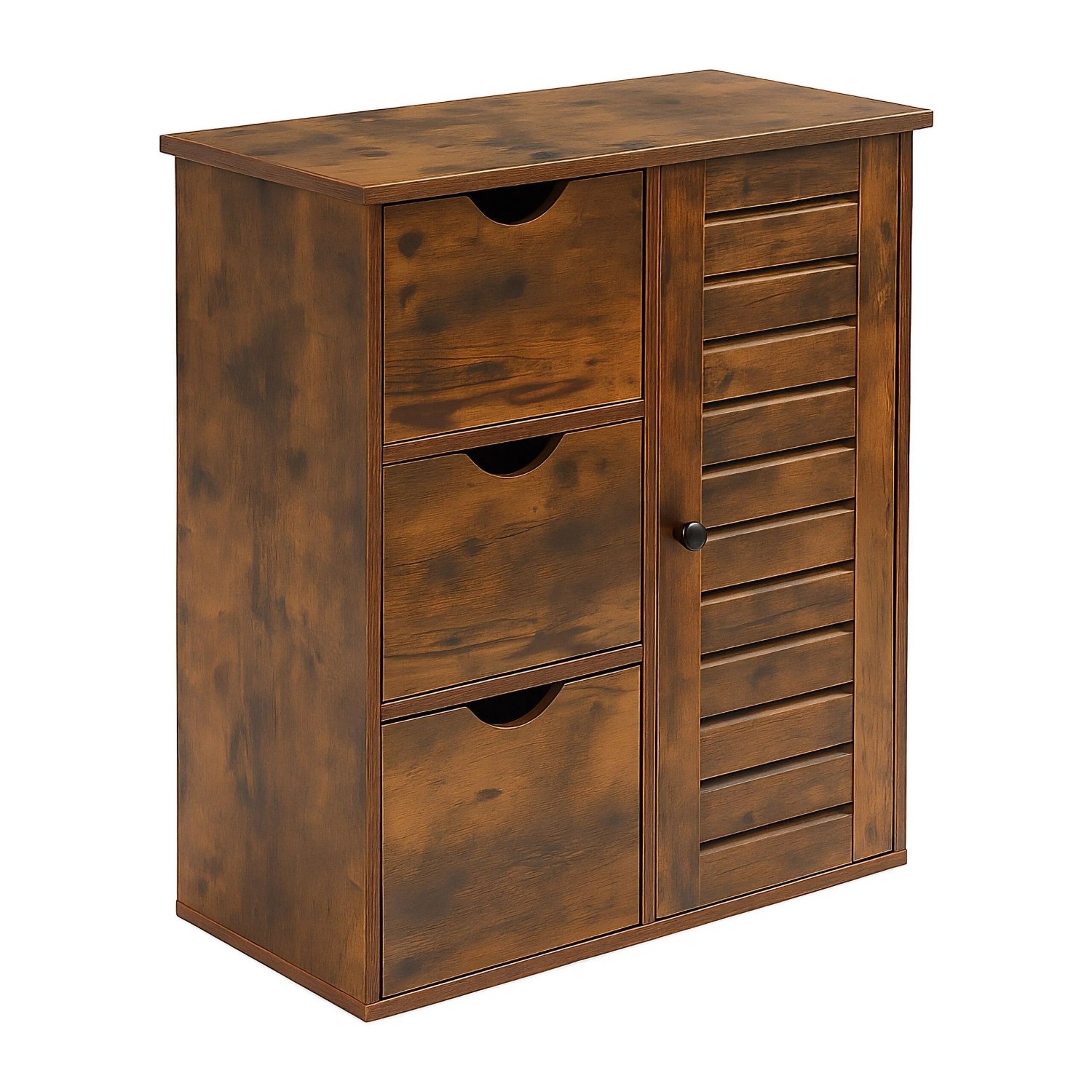 Relaxdays Badezimmerschrank Holzwerkstoff Vintagebraun mit 3 Schubladen 80 cm x 60 cm x 30 cm 24 kg