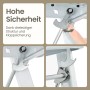 Detailaufnahme der Klappsicherung der weißen Songmics Trittleiter Brody mit 3 Stufen.