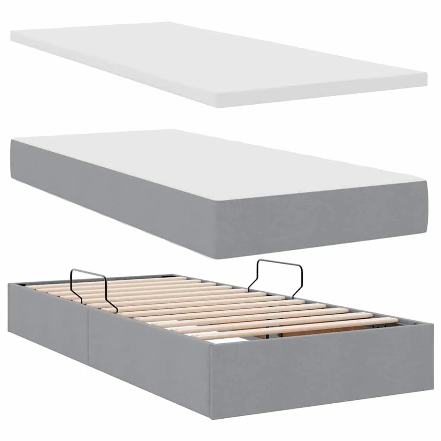 vidaXL Bett mit LED-Lichtleisten Hellgrau 200 x 200 cm Stoff 3371591_10