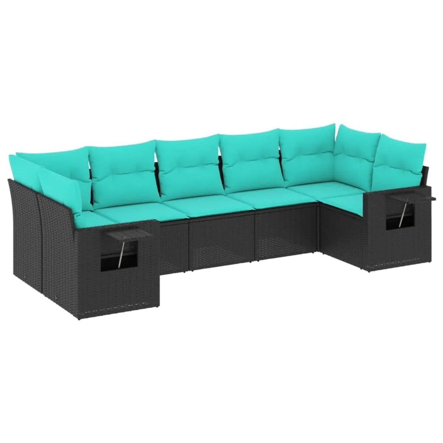 vidaXL 7-Tlg Gartensofa-Set mit Kissen Schwarz Polyrattan 3220586 günstig online kaufen
