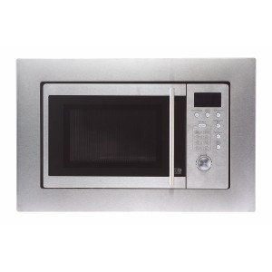 PKM Einbau-Mikrowelle MW800-20.8EB in Edelstahloptik mit digitalem Display und seitlicher Bedienleiste.