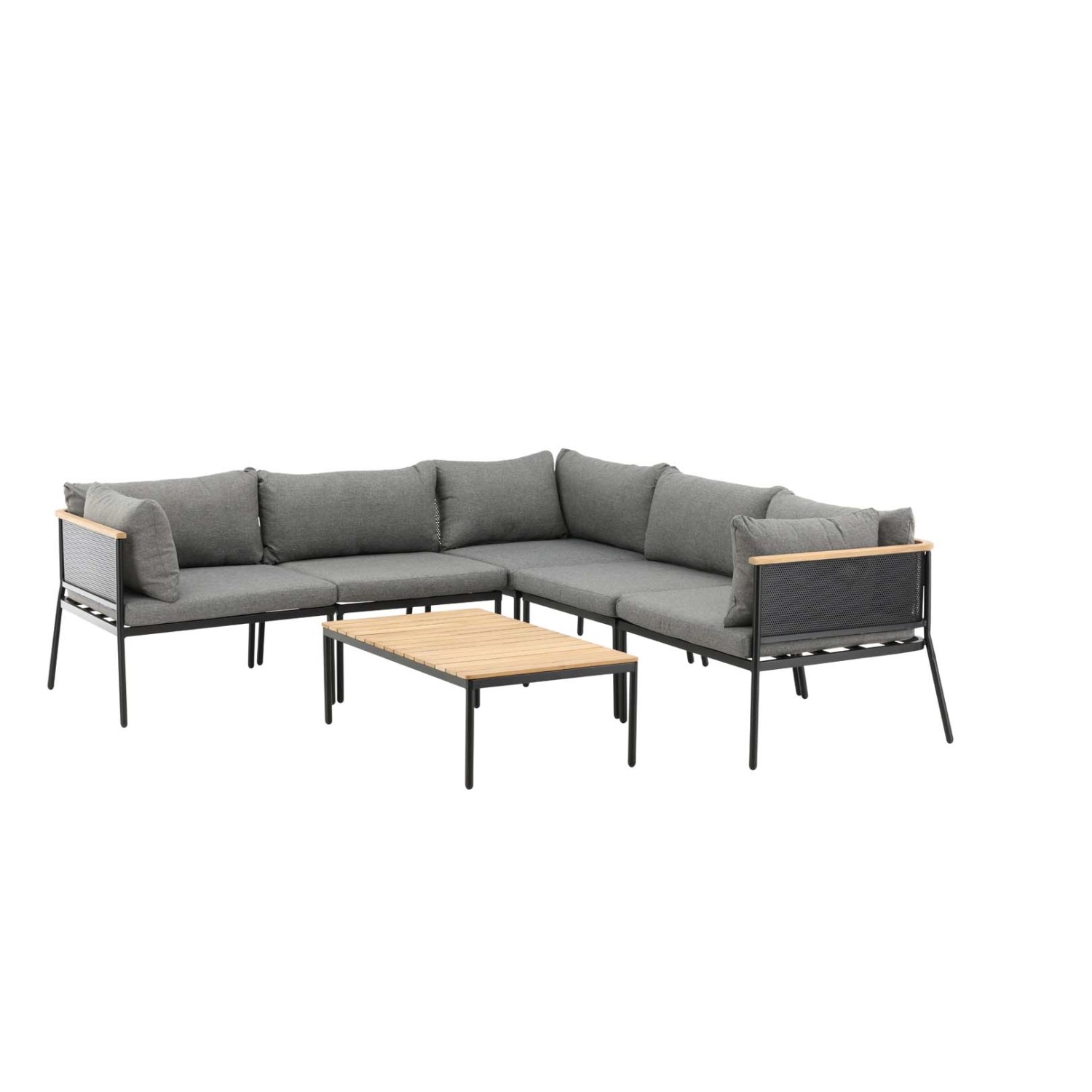 ebuy24 Nettan Lounge-Set 2 Teile Schwarz Grau Natur