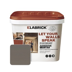 Eimer Elabrick Klebemörtel Quarzgrau, 15kg, für Verblender. Fliesenkleber mit Farbelement.