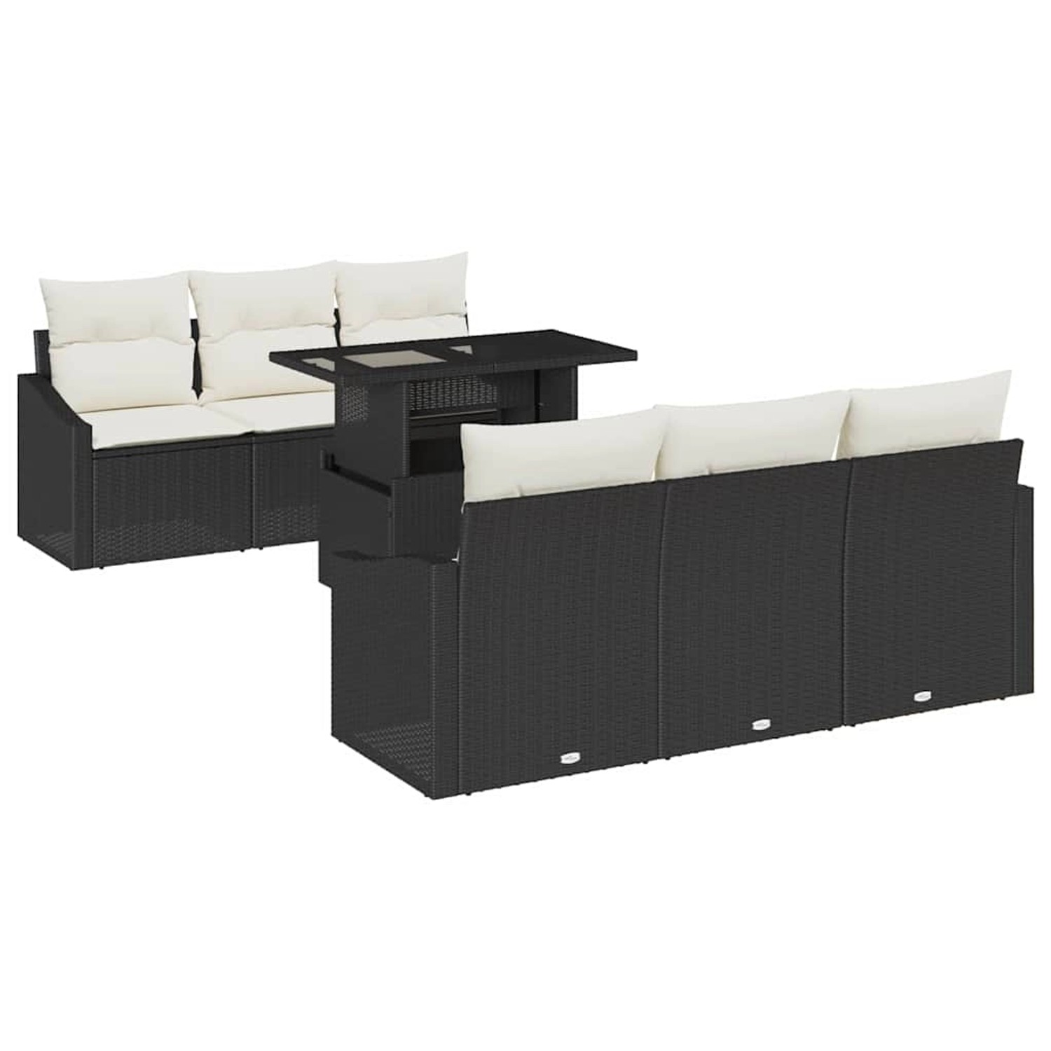 vidaXL 7-Teiliges Gartensofa-Set mit Kissen in Schwarz aus Poly Rattan 3357 günstig online kaufen