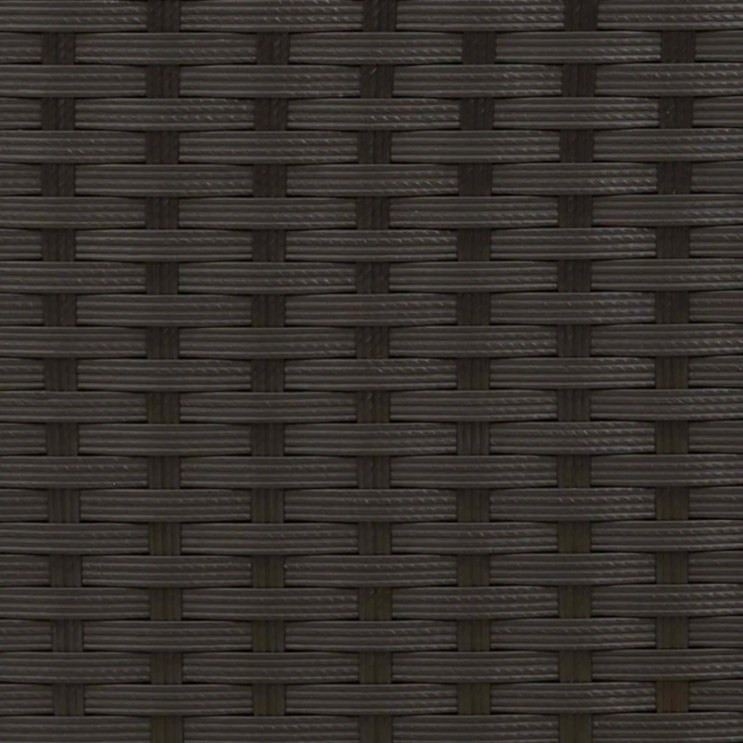 Detailaufnahme: Geflecht aus Poly-Rattan, Material des schwarzen Gartenstuhls.