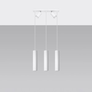 Weiße Sollux Lighting Hängeleuchte Ring 3 mit drei zylindrischen Lampen.