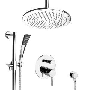 PaulGurkes Unterputz Duschset mit Regendusche, Handbrause und Armatur, verchromt.