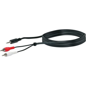 Schwaiger Audio-Adapterkabel Stereo, 3 m, mit Klinke- und Cinch-Stecker, schwarz.