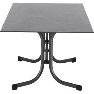 Rechteckiger, anthrazitfarbener Siena Garden Klapptisch Sola, 90x160 cm, mit Stahlgestell.