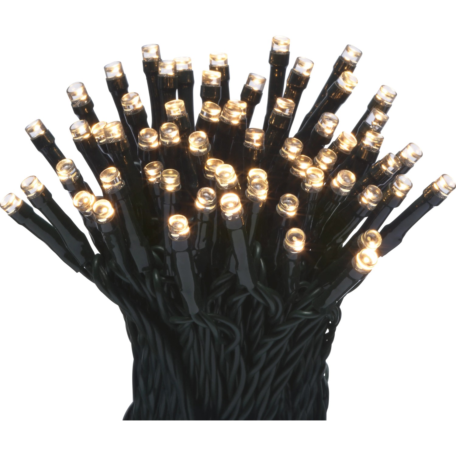 Zweifarbige Lichterkette mit 140 LEDs (kalt-/warmweiß) für Innen und Außen.