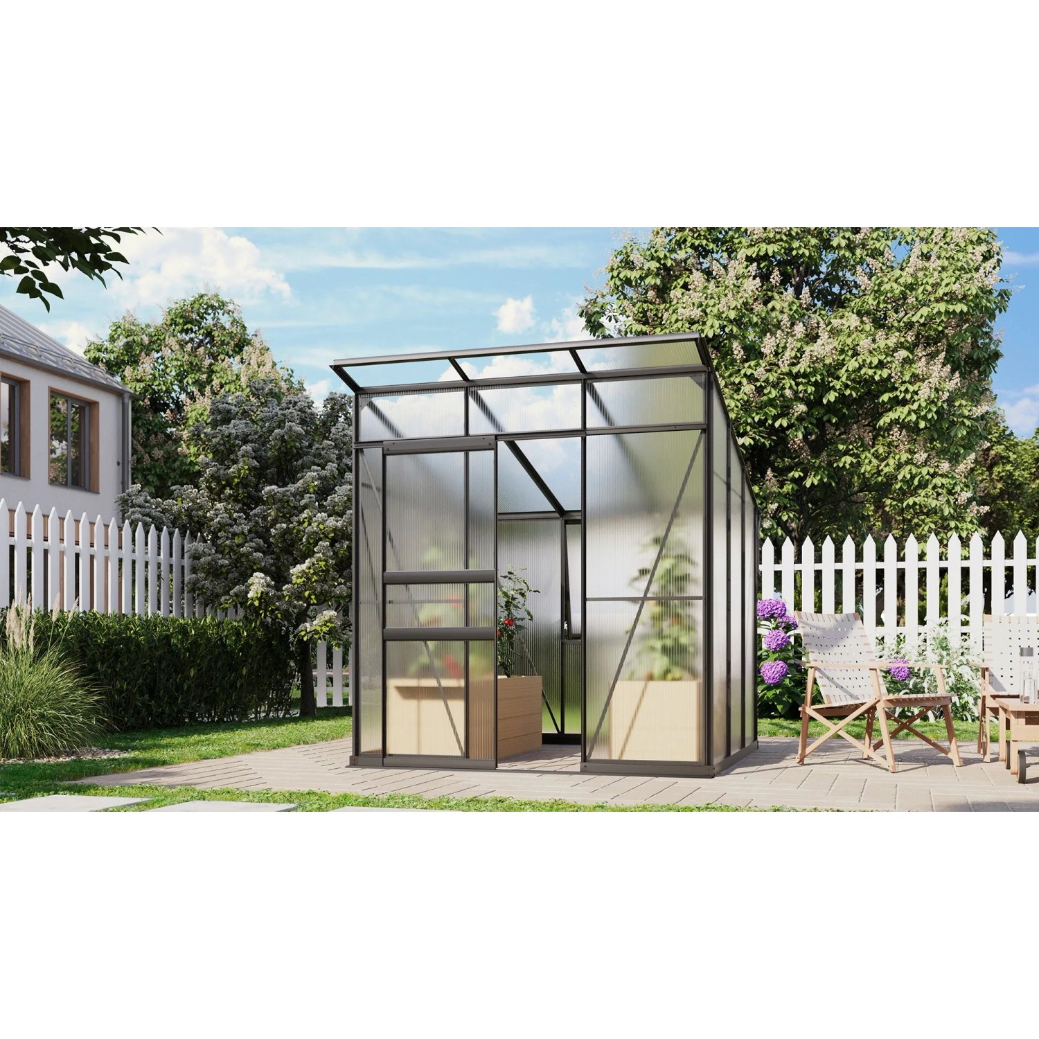 Vitavia Gewächshaus Palma 4450 HKP Schwarz 4,4 m² inkl. Fundamentrahmen