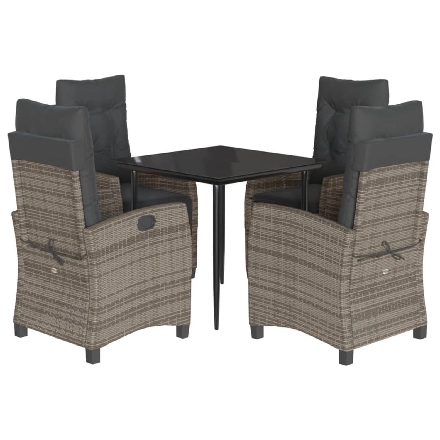 vidaXL 5-Tlg Garten-Essgruppe mit Kissen Grau Poly Rattan 3212784 günstig online kaufen