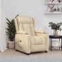 Elektrischer Relaxsessel in Creme aus Stoff mit Liegefunktion und zwei Getränkehaltern im Wohnzimmer.