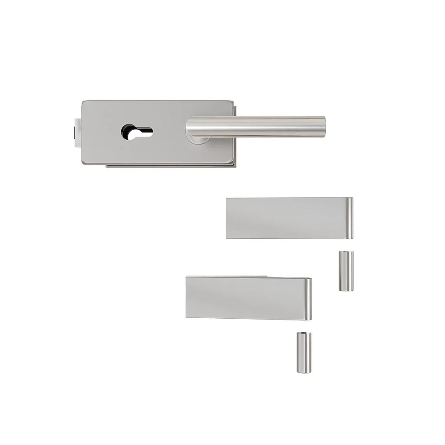 Hansaglas Glastürbeschlag Studio Profilzylinderschloss Eckig Glastür Beschlag-Set Edelstahl