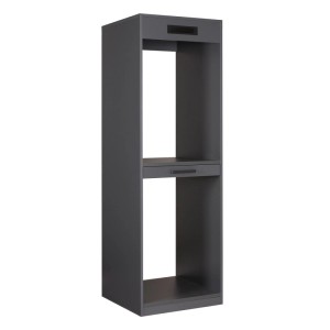 Anthrazit Geräteschrank Lifestyle Studio Flow. Hoher Schrank mit zwei Fächern, Schublade und Lüftungsgitter für Hauswirtschaftsraum.