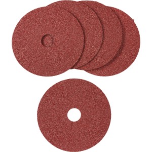 5 rote LUX Fiberscheiben, Ø 125 mm, Körnung 40, für Winkelschleifer.