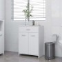Weißer vidaXL Badezimmerschrank (60x33x80 cm) aus Holzwerkstoff mit Schublade und zwei Türen.