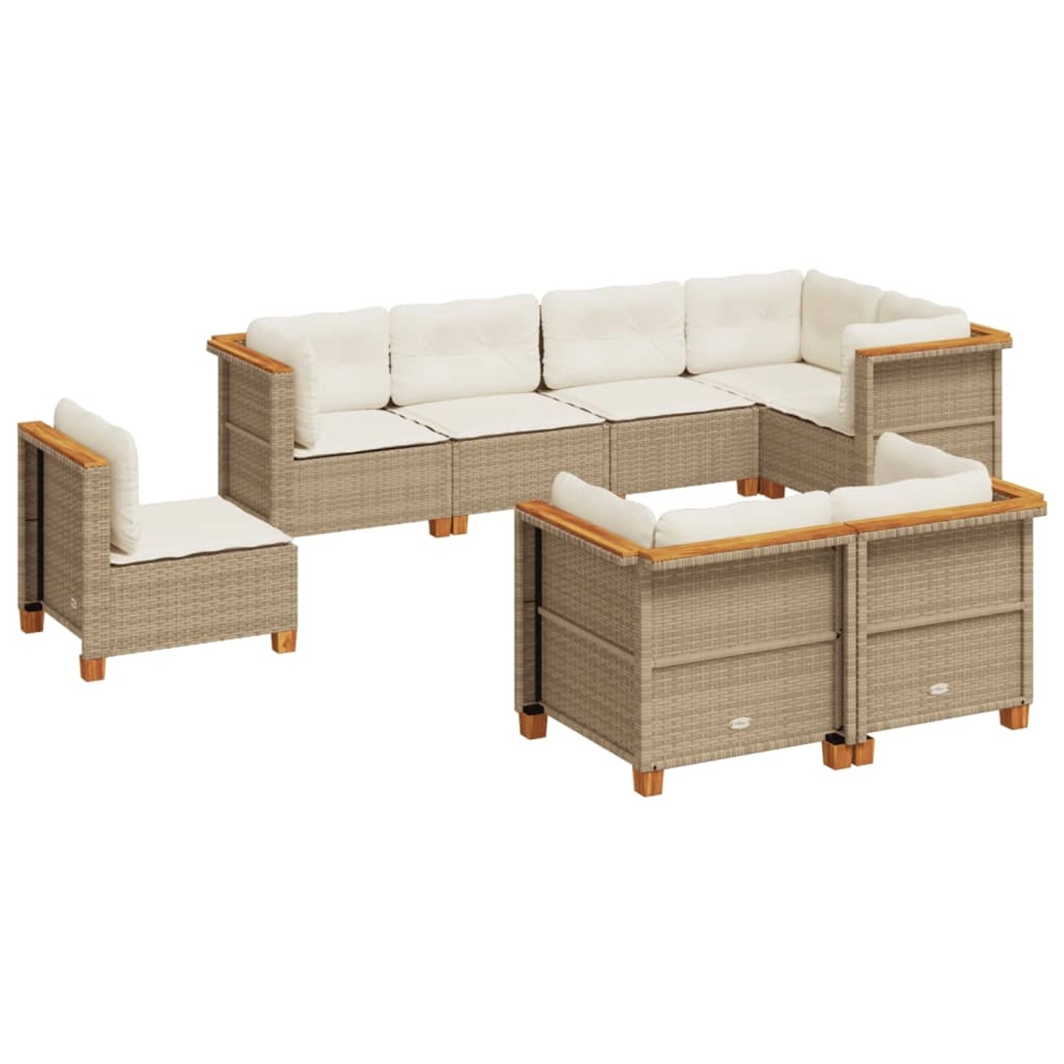 vidaXL 8-Tlg Garten-Sofagarnitur mit Kissen Beige Poly Rattan 3261901 günstig online kaufen