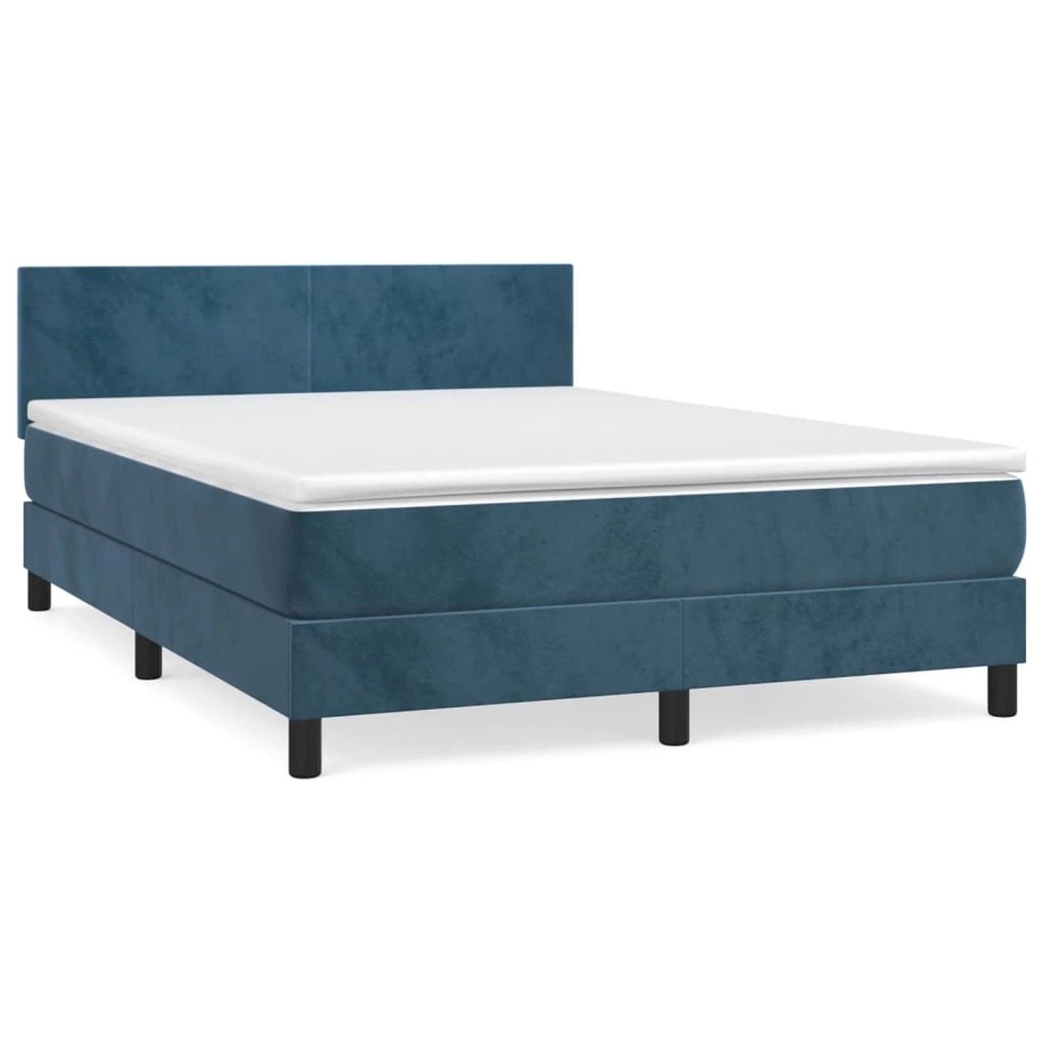 vidaXL Boxspringbett mit Matratze Dunkelblau 140x200 cm Samt1389854 günstig online kaufen