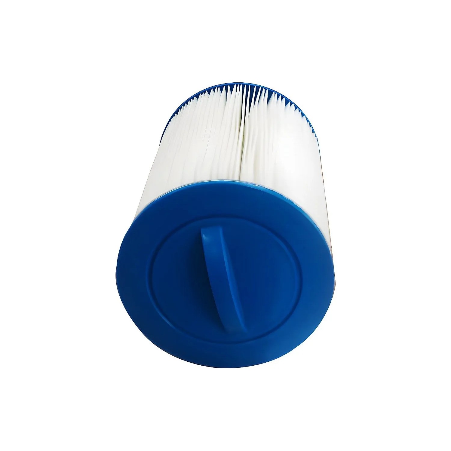 Weißer Whirlpool Filterkartusche mit blauer Kappe, 15 cm. Für klares Whirlpoolwasser.