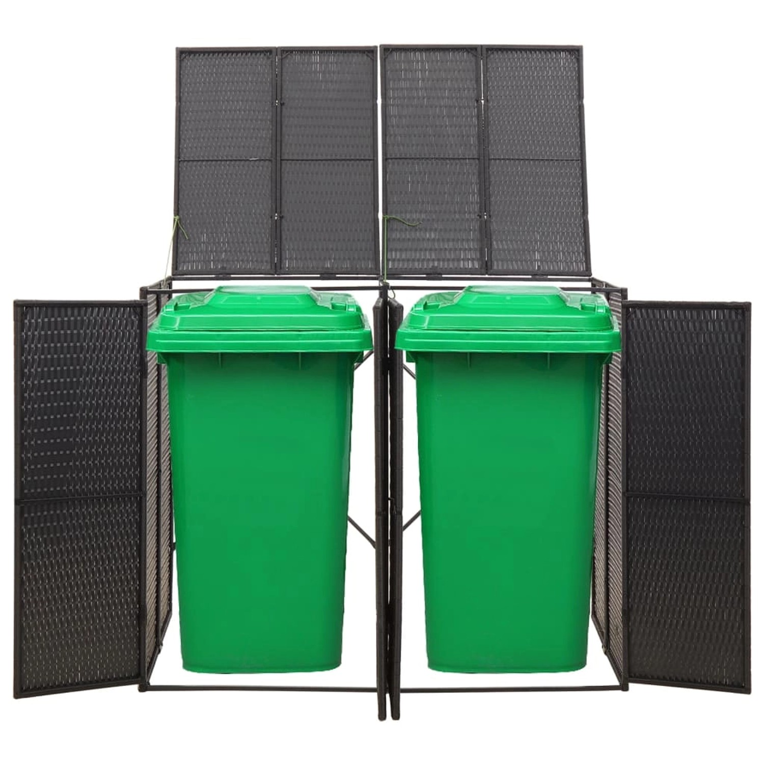 Thumbnail - vidaXL Mülltonnenbox für 2 Tonnen Schwarz 140x80x117 cm Poly Rattan