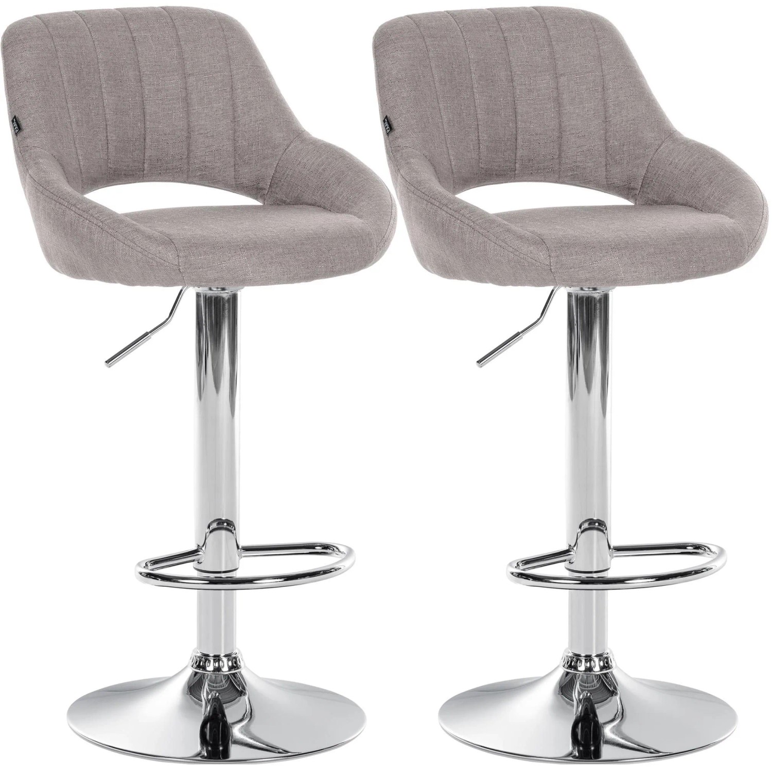 CLP 2er Set Barhocker Milet Stoff Metall in Chromoptik/grau