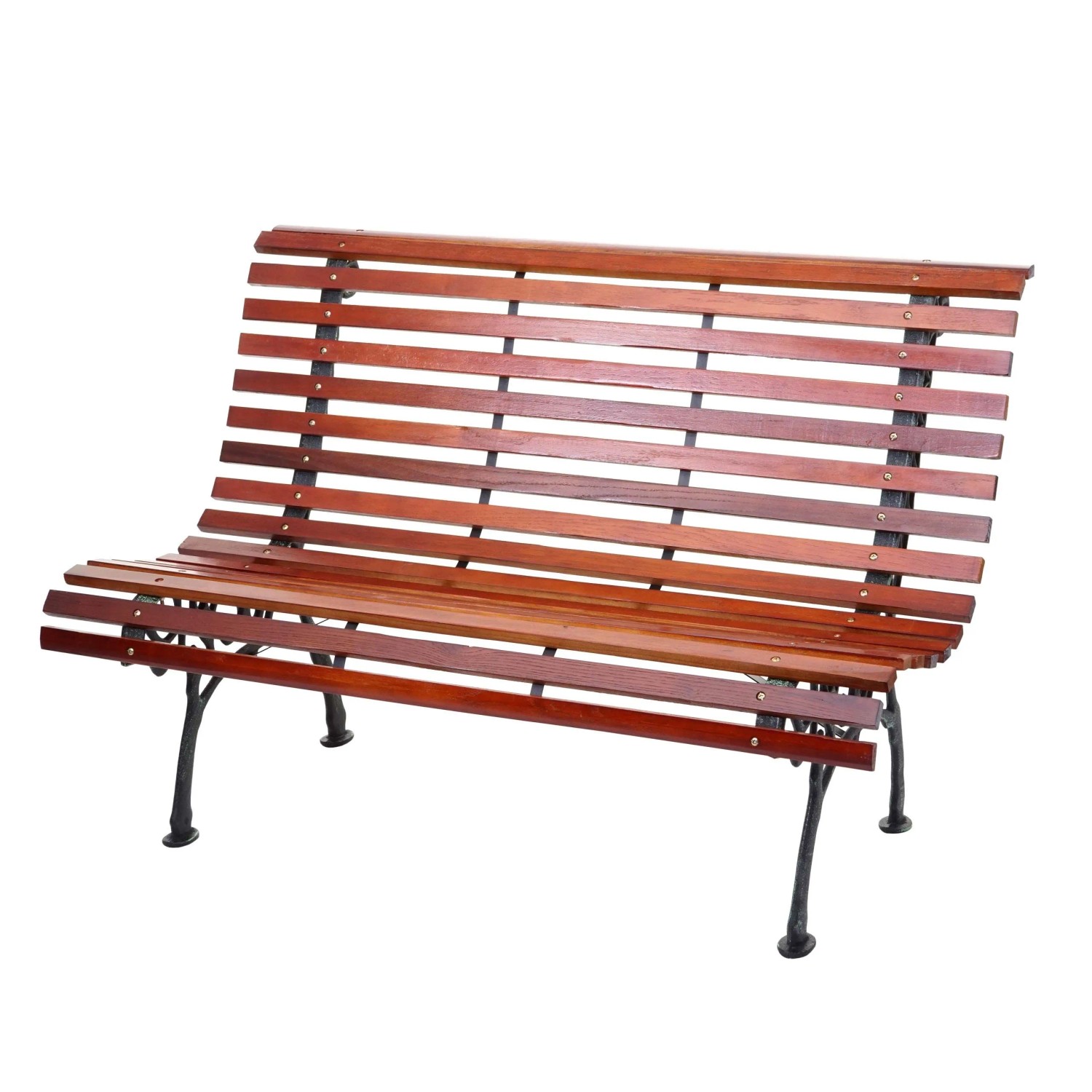 PROREGAL Gartenbank HxBxT 80x122x70cm Sitzbank Parkbank Holzbank 2-Sitzer Gusseisen Holz 22kg Braun