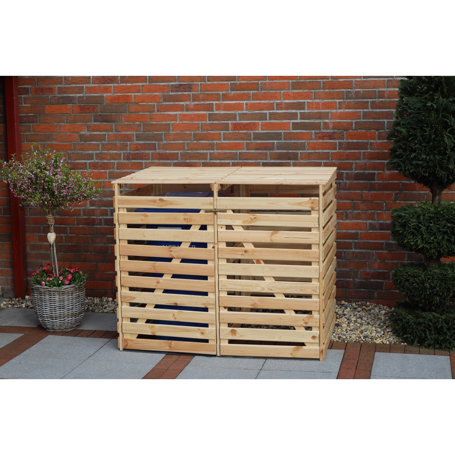 Mülltonnenbox Vario V für 2 Tonnen Natur