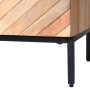 Detailaufnahme: MCW Highboard L95, Schubladenkommode aus Mangoholz mit schwarzen Metallfüßen.